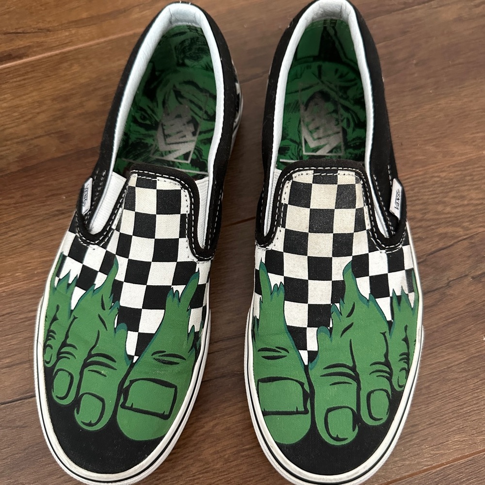 Vans Hulk Black and Green Slip-On Shoes